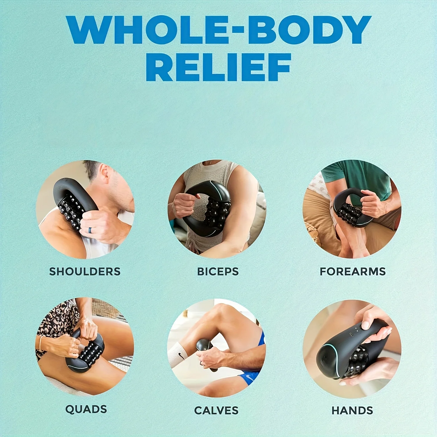 Lightweight Portable Electric Massage Roller 3 Adjustable Intensity Handheld Massager Full Body Use Travel Office Household