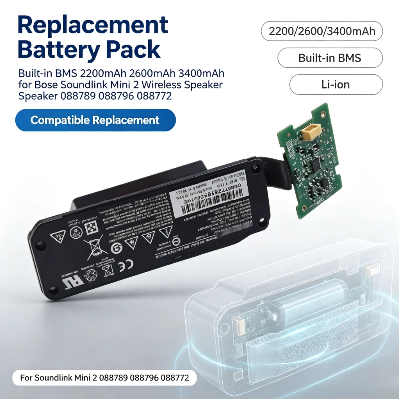 2200/2600/3400mAh Replacement Battery Built-in BMS for BOSE Soundlink Mini 2 Wireless Speaker 088789 088796 088772