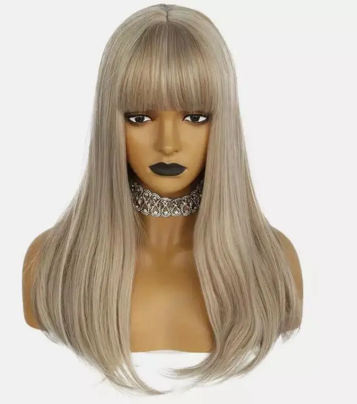 Blended Blonde Layered Synthetic Hair Long Straight Cosplay Party Wigs