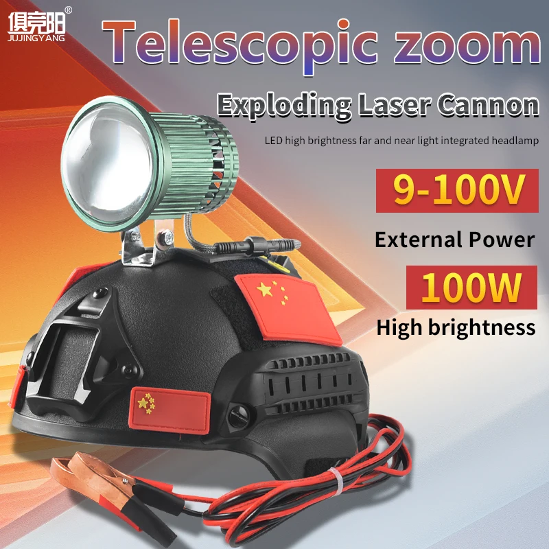 High Power 100W Headlight Strong Light Long Shot Super Focus LED Handheld Flashlight Waterproof Spotlight