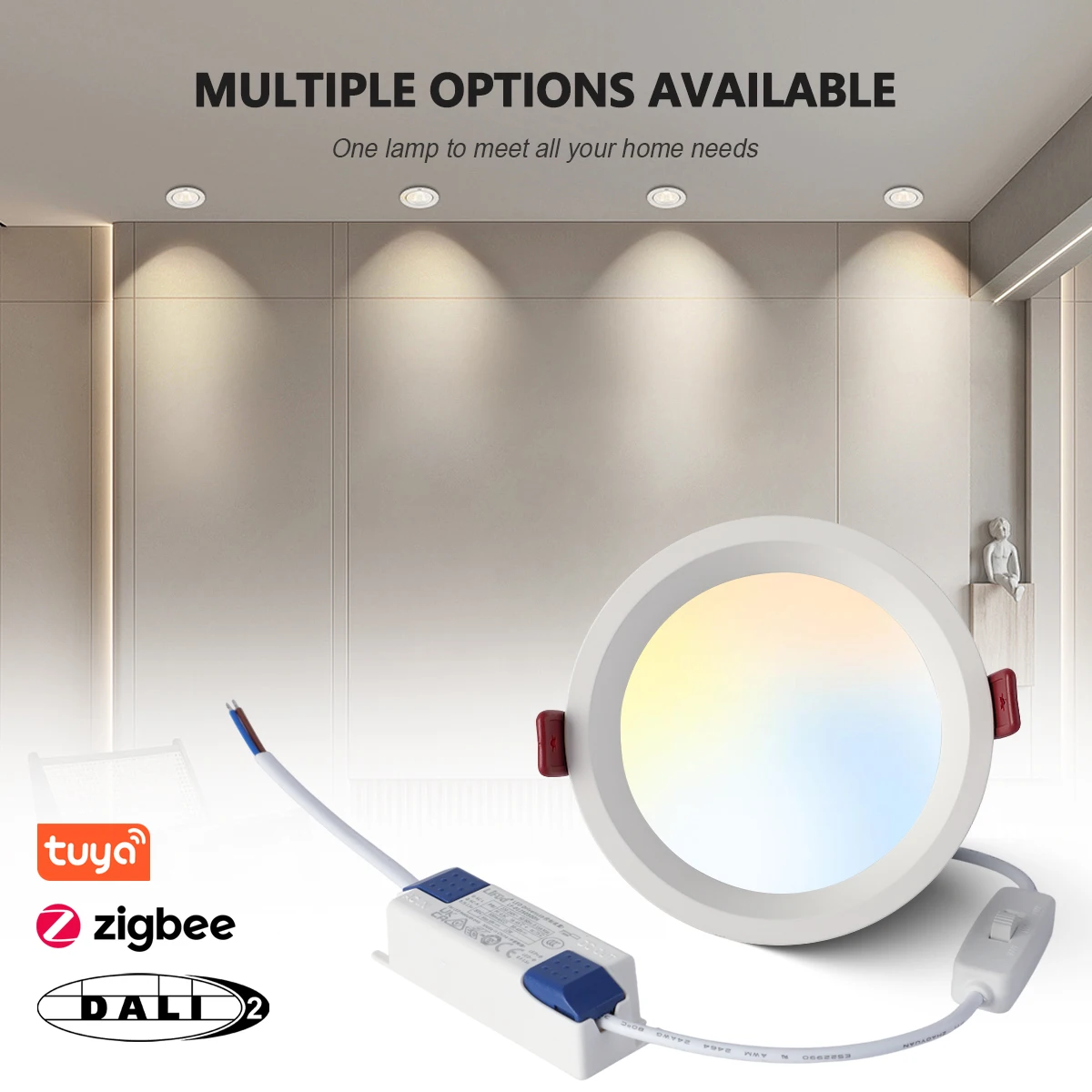 

Recessed LED Downlight 3 CCT Changeable/Selectable 3000K/4000K/6500K Bedroom Kitchen Indoor Tuya Zigbee Smart Ceiling Light