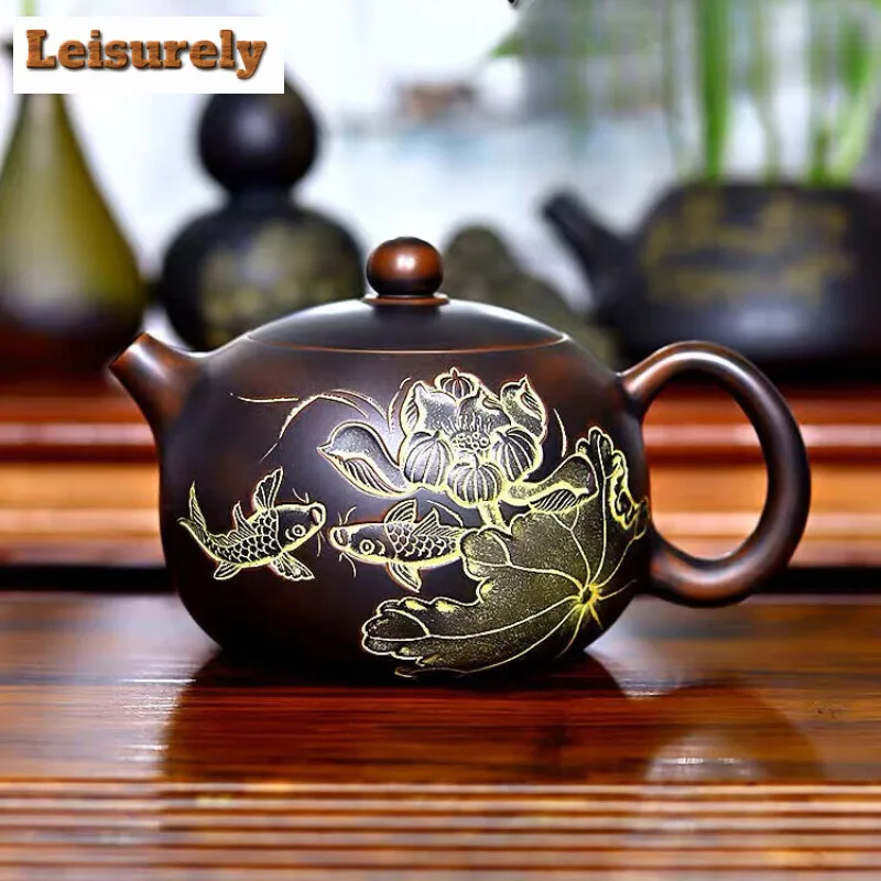 230ml Tradition Purple Clay Teapot Chinese Qinzhou Nixing Xishi Tea Pot Handmade Filter Teaware Accessories Zisha Beauty Kettle