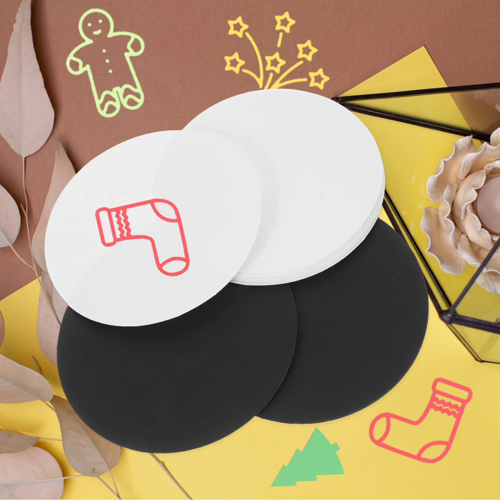 40 ورقة دائرية سميكة من الورق المقوى ورق رسم صلب لألوان مائية من الأكريليك الفني للحرف اليدوية لوحة رقاقة ذاتية الصنع