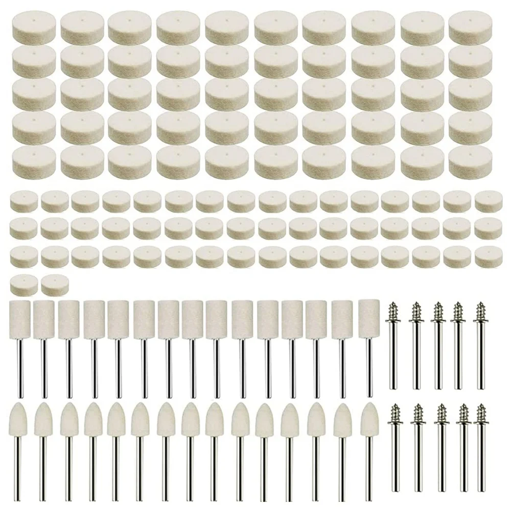 

140Pcs Felt Polishing Attachment Set Wool Felt Polishing Disc Polishing Heads Turning Tool Accessory