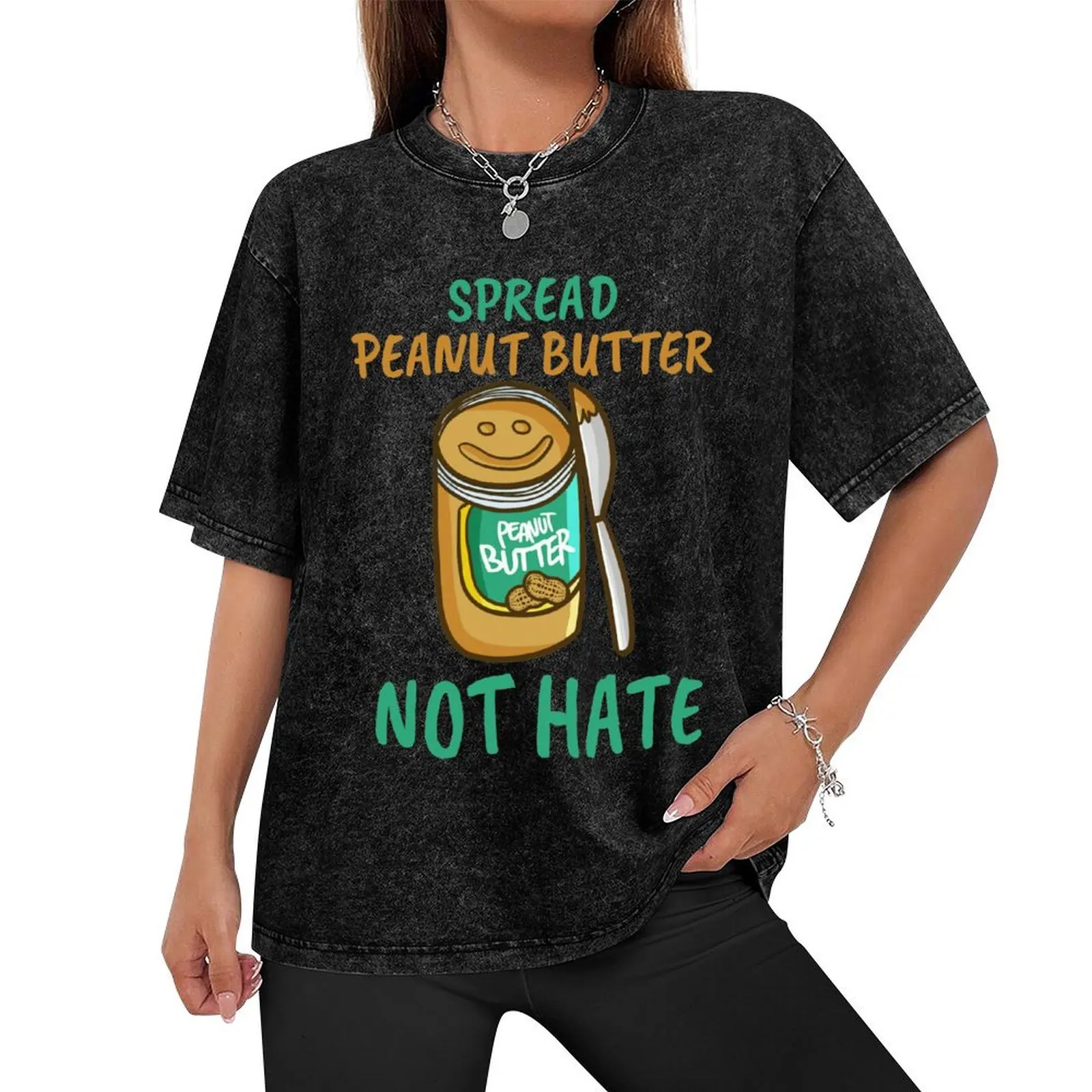 Spread Peanut Butter Not Hate - Cute Kawaii Peanut Butter Lover T-Shirt kawaii clothes animal prinfor boys Men's t-shirts