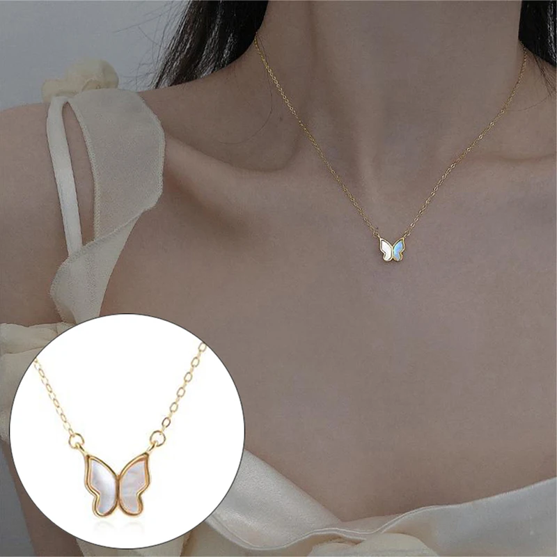 Temperament Butterfly Pendant Necklace For Women Gold Color Butterfly Necklace Simple Elegant Jewelry