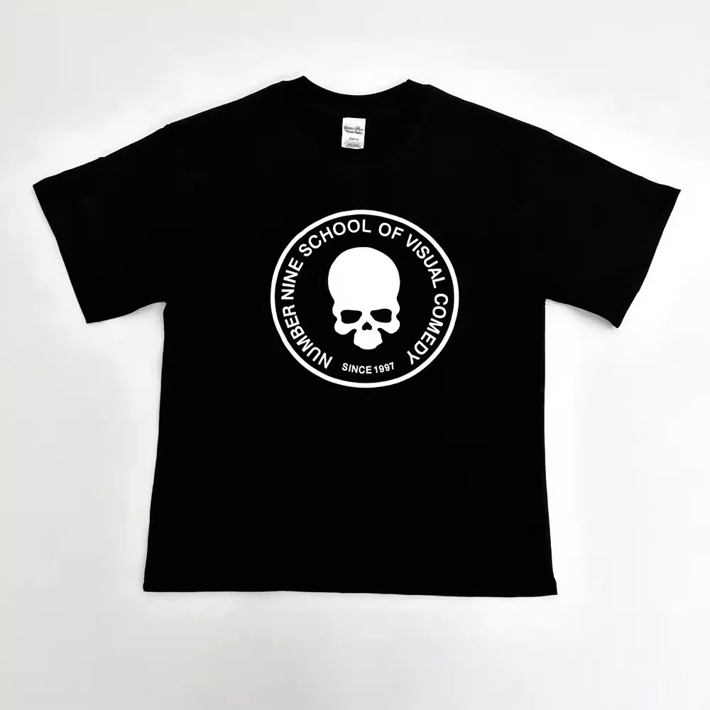 F Brother Number Nine 04S Camiseta de manga corta con estampado de calavera Y2K para hombres y mujeres Top europeo oscuro