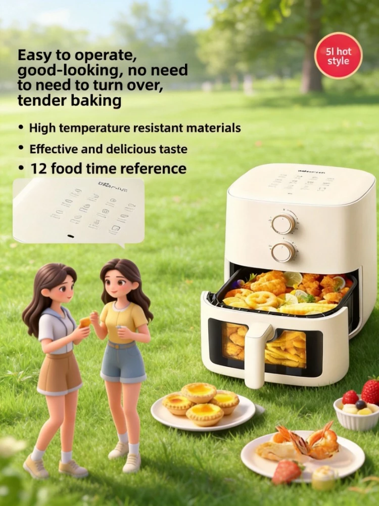 Visual Air Fryer Oven Combo, No-Flip Small Electric Fryer, Household Multifunctional Cooker with Government Subsidy