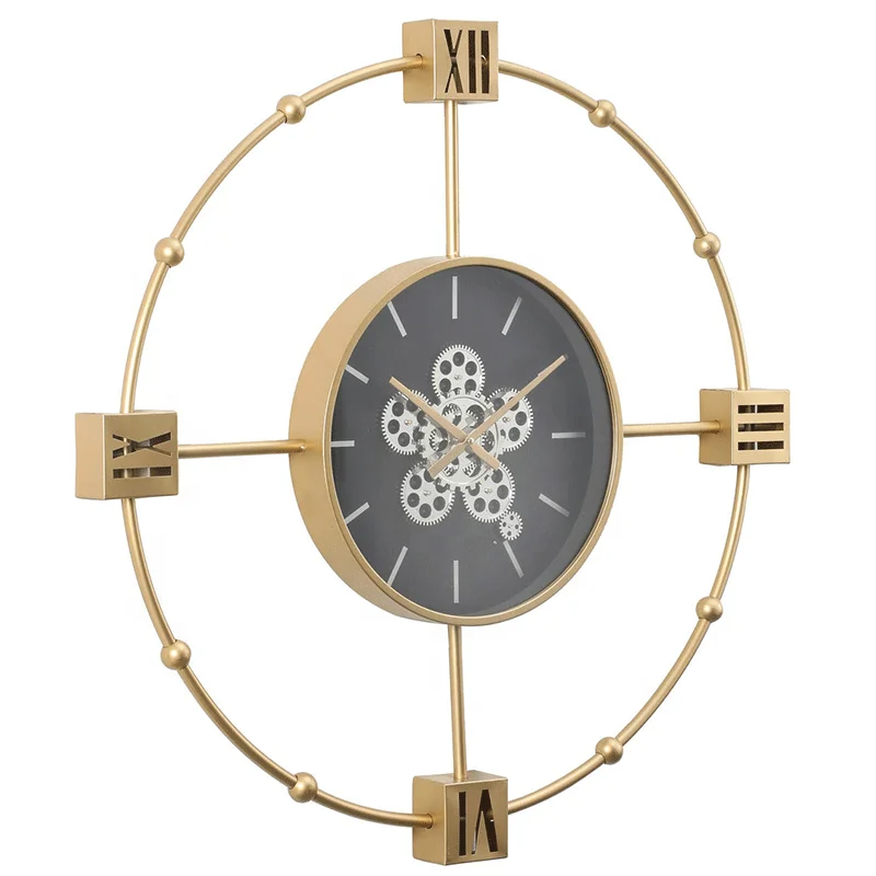 Infinite Times New Design Golden Wall Clock Creative Industrial Metal Mobile Gear Wall Clock Home Furnishing
