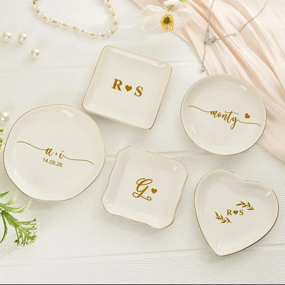 Custom Personalized Ring Dish Jewelry Tray Bridesmaid Engagement Birthday Graduation Bridal Shower Gifts