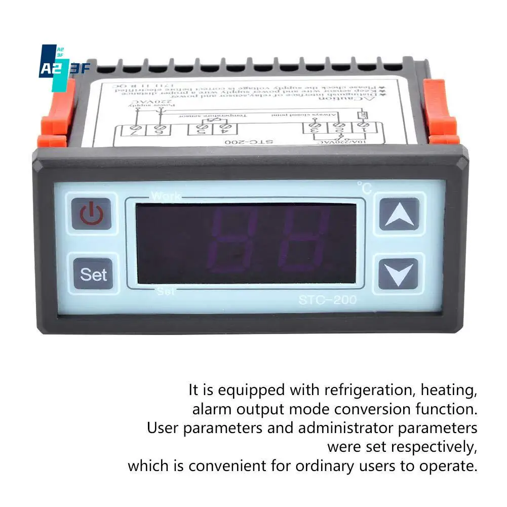 

A23F-STC-200 Цифровой термостат Контроллер температуры Микрокомпьютер Контроллер охлаждения и отопления AC220V
