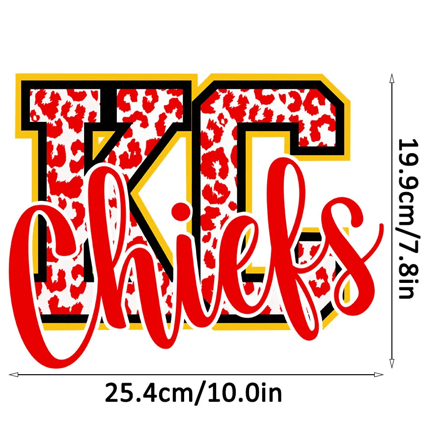 Leopard Kansas City Chiefs Game Day Football Iron-On Heat Transfer Sticker Decals T-shirts Sweatshirts Bag Clothing Fabric Decor