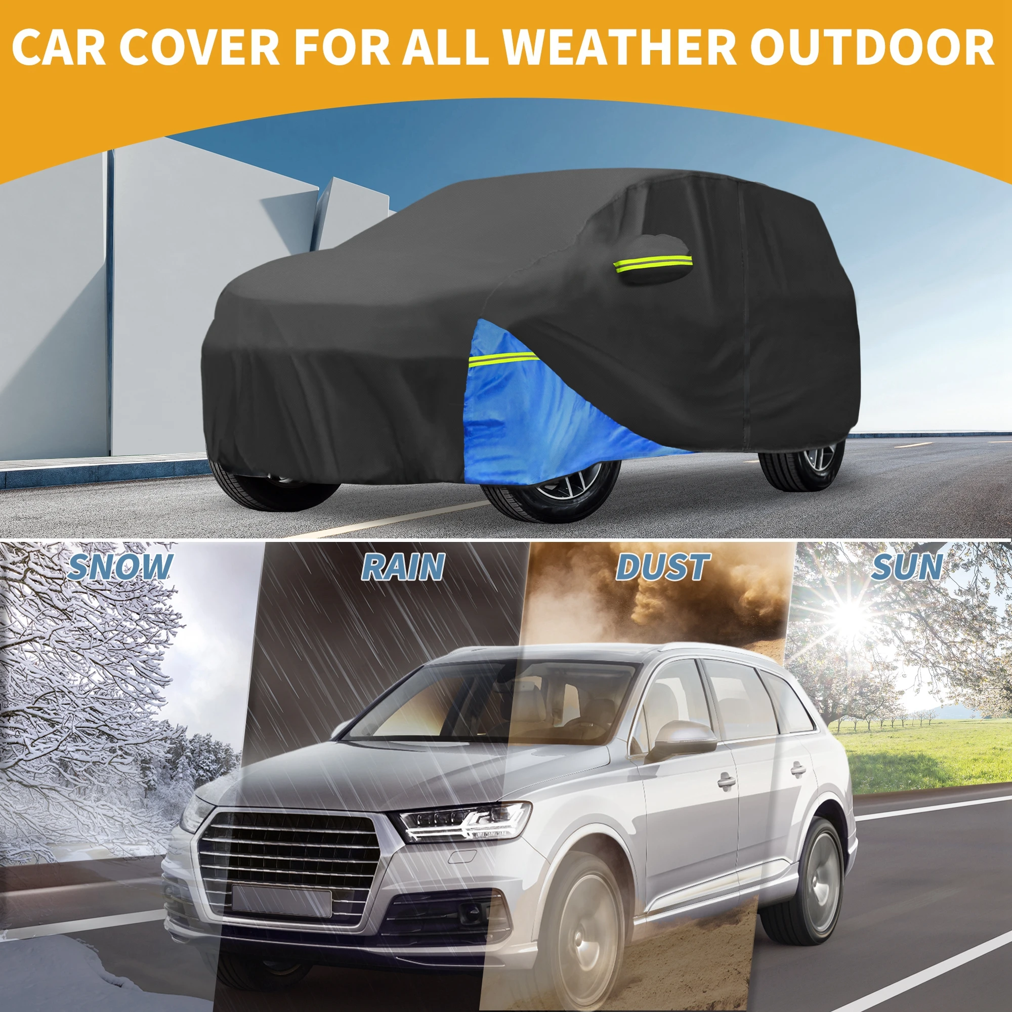 

Чехол для автомобиля Uxcell всепогодный для Jeep Grand Cherokee 210D, черно-синий, с левыми молниями