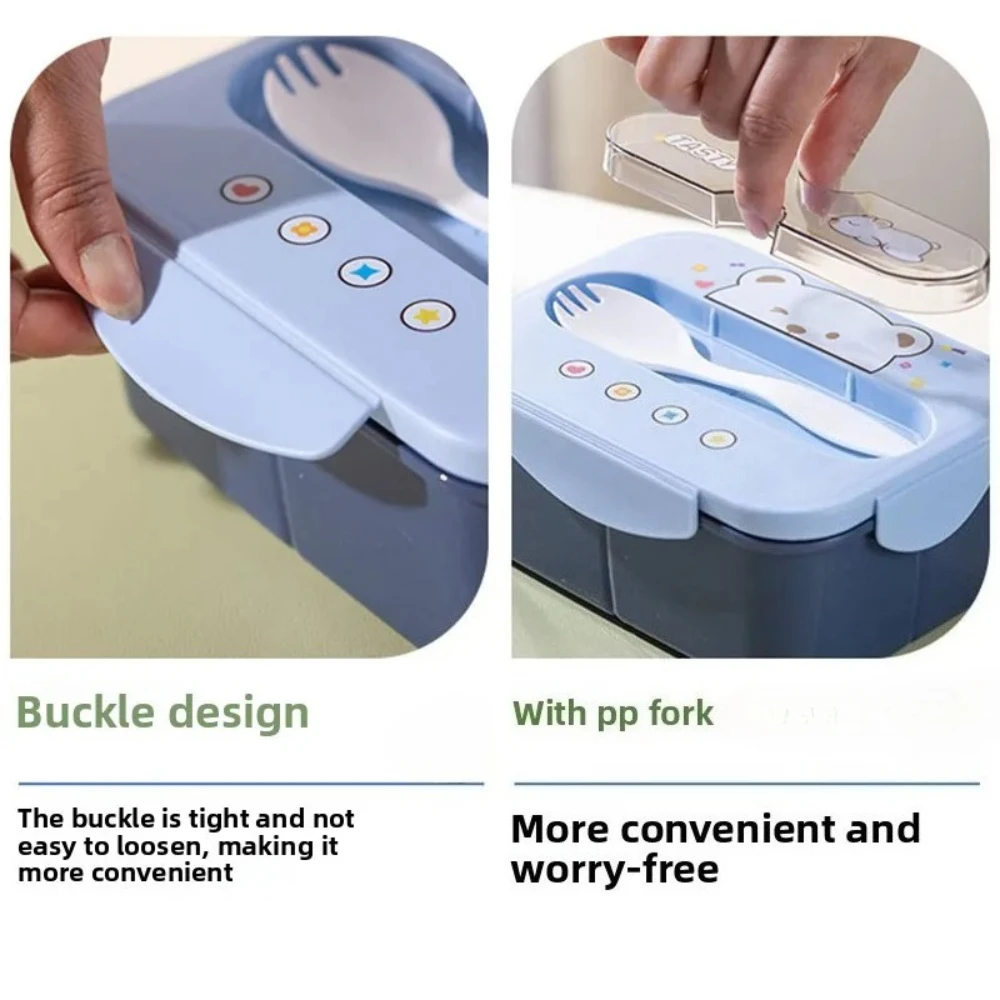 Plastic Lunch Box with Fork BPA Free Leakproof Food Container Microwavable Bento Box for School Office Outdoor Picnic 1200ml - view 3