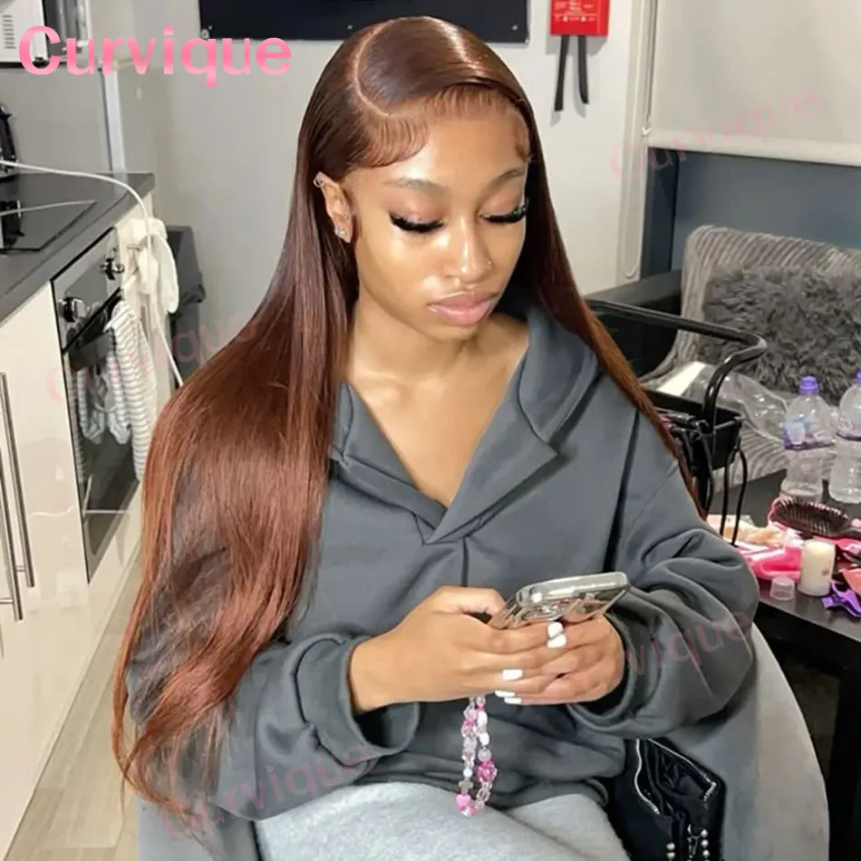 

Chocolate Brown 13x4 13x6 Hd Lace Frontal Wig Straight 100% Human Hair Wig Pre Plucked Brazilian Brown Human Hair Colored Wigs