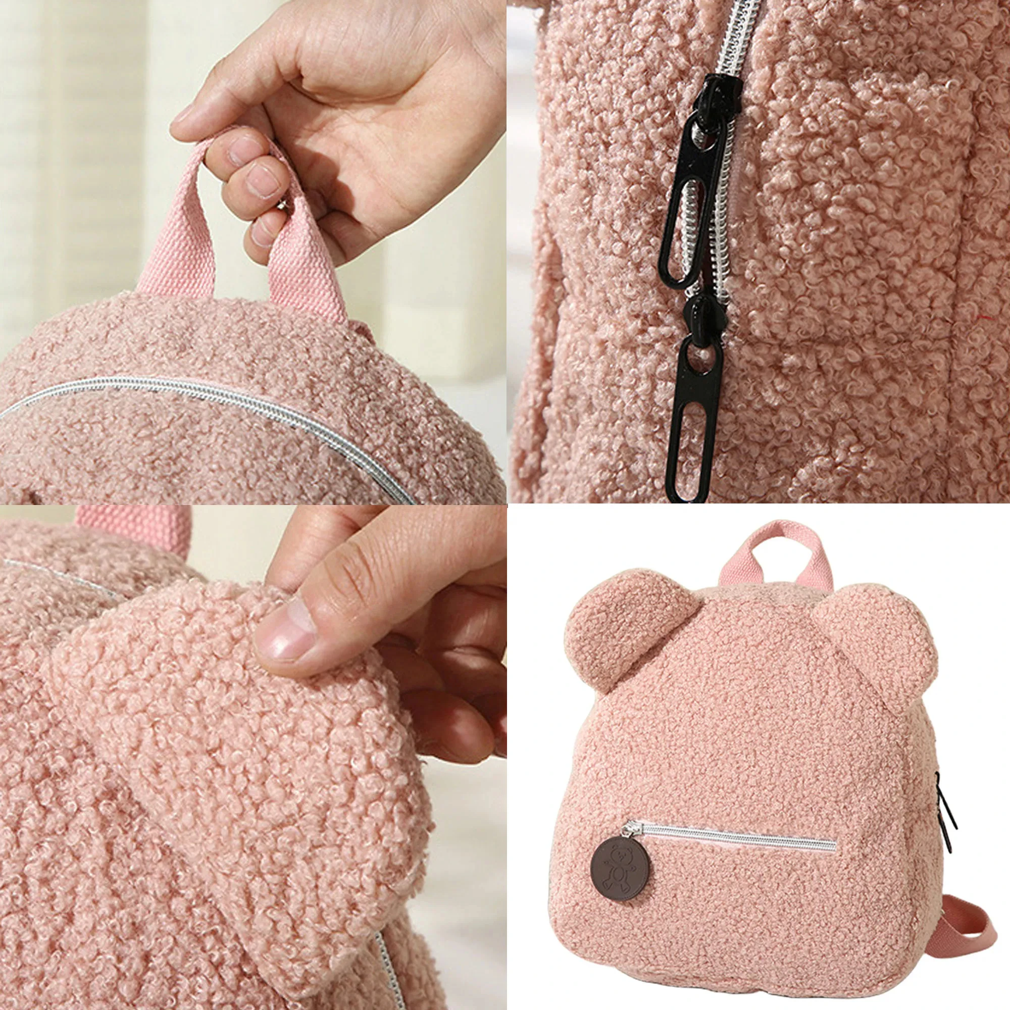 Personalisierter Flauschiger Teddybär Kinderrucksack mit Gesticktem Namen, Plüsch-Schultasche für Kleinkinder, Perfektes Geburtstagsgeschenk für Jungen und Mädchen – Detail 9