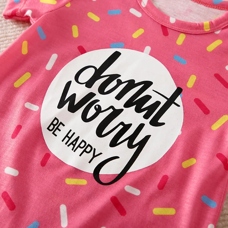 Newborn Baby Clothes Pink donut print Jumpsuit Summer Short Sleeve Romper 0-12 months Infant Toddler Pajamas One Piece Outfit