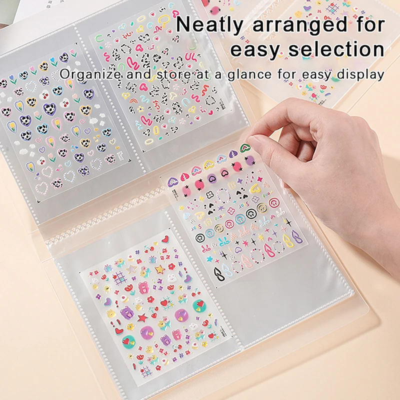 Matte Transparent Nail Sticker Album Pack Storage 20pages Collecting Holder Nail Art Display Dust-Proof Showing Book Container