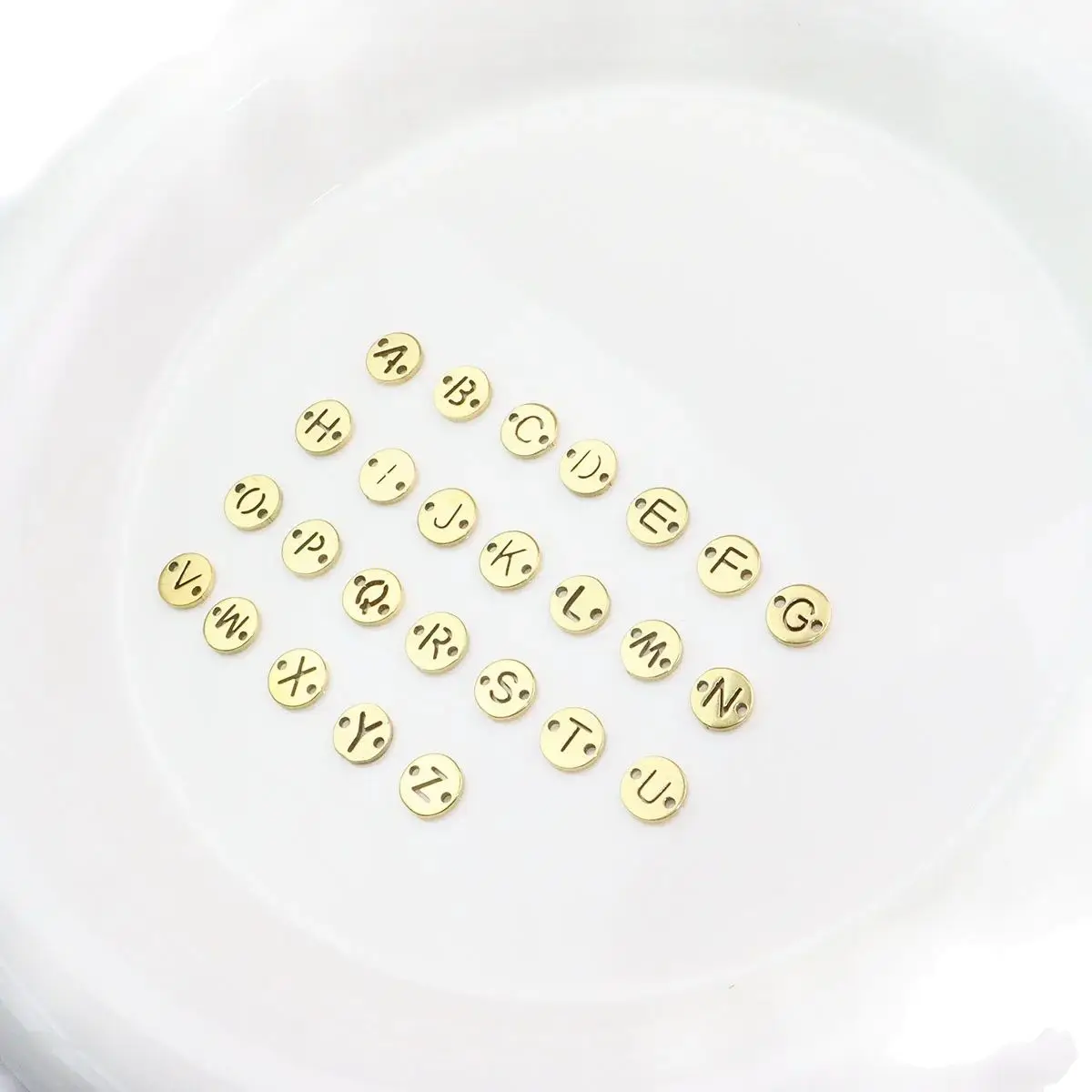 26 szt. 6mm Hurtowe Złącza ze Stali Nierdzewnej z 26 Literami, Gładkie Zawieszki, DIY Naszyjniki, Bransoletki, Wodoodporne, Powłoka Próżniowa