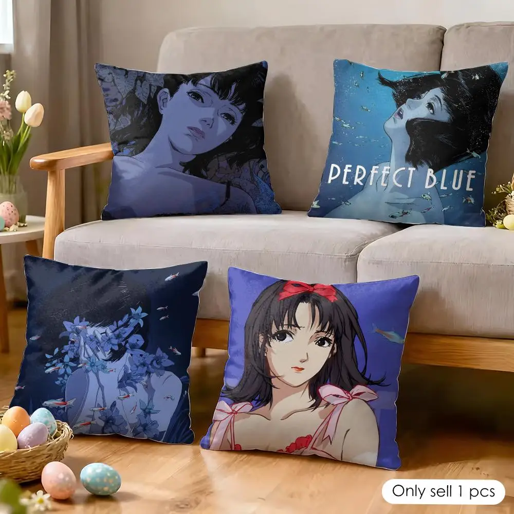Horror Pretty Anime P-Perfect Blue Cushion Cover Wrinkle-Resistant Short Plush Pillow Case Breathable Machine-Washable
