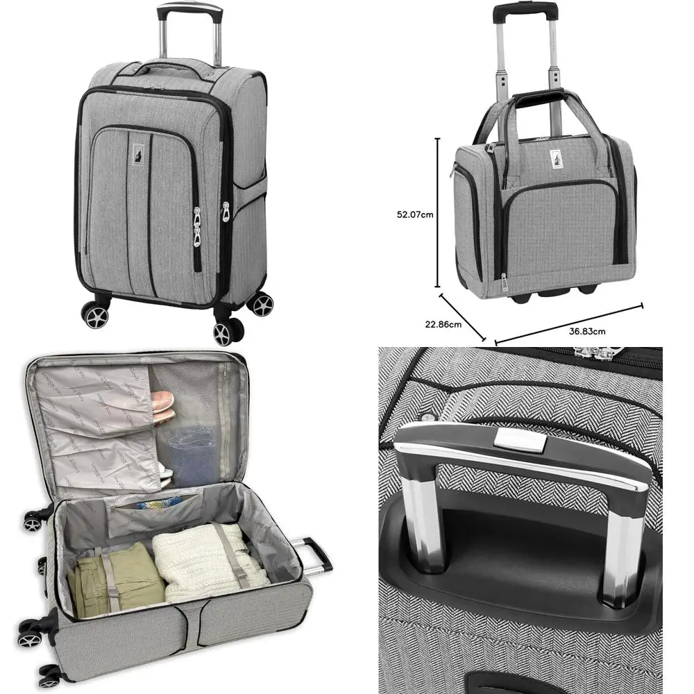 

Расширяемый чемодан-спиннер Newcastle в черно-белую елочку, 20-дюймовая ручная кладь London Fog