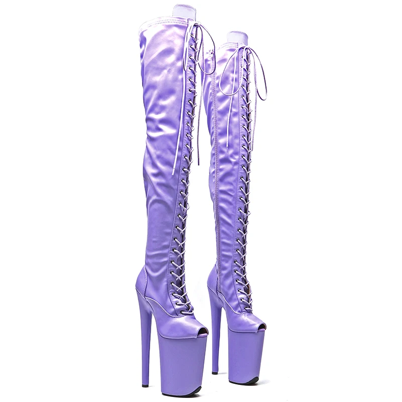 Leecabe 23CM/9inches Matte PU Upper open toe Fashion trend platform High Heel stripper heel Pole Dance boot