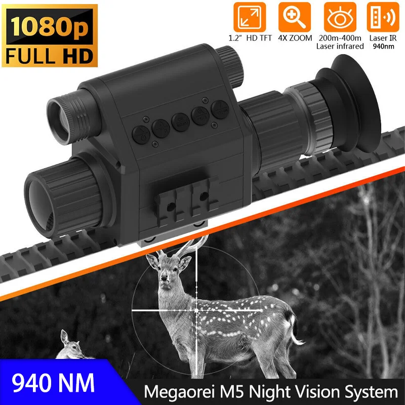 Megaorei M5 1080P Hunting Camera 940nm Infrared Night Vision Scope 35mm Lens Digital Monocular With Free 32G SD Card