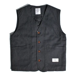 Heavyweight Canvas Denim American Retro Hunting Outfit Vest Winter Amekaji V-neck Warm 100% Cotton Padded Men Sleeveless Jackets