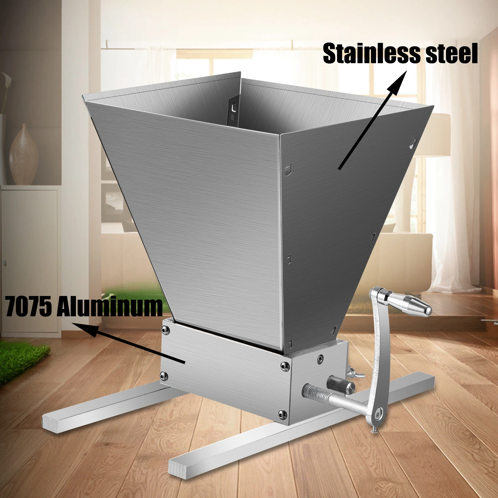 VEVOR 2-Con Lăn Lúa Mạch Máy Bào Bằng Tay Cối Xay Ngũ Cốc Máy Xay Nghiền Với 5KG/11LBS Phễu Thép Không Gỉ Cho nghiền Nát Mạch Nha & Lúa Mì