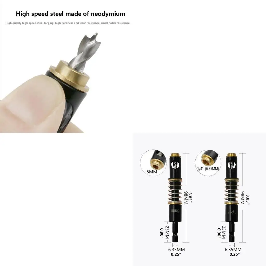 

R9UF 5mm &1/4"Self-Centering Bit For Use with Pin Jig Black DIY Hinge Drill Bits