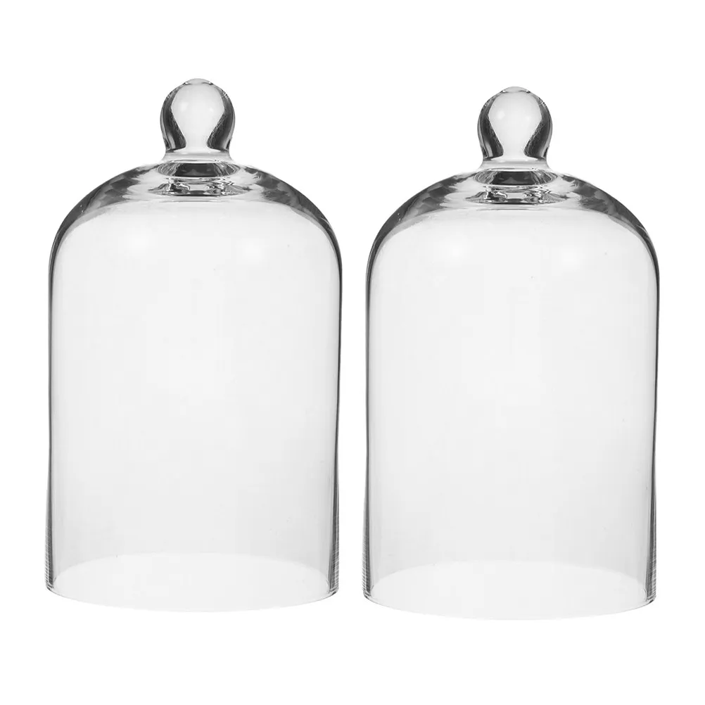 

2Pcs Clear Glass Dome Cover for Eternal Flowers Preserved Flower Display Cloche Bell Jar Home Decor Vanity Coffee Table