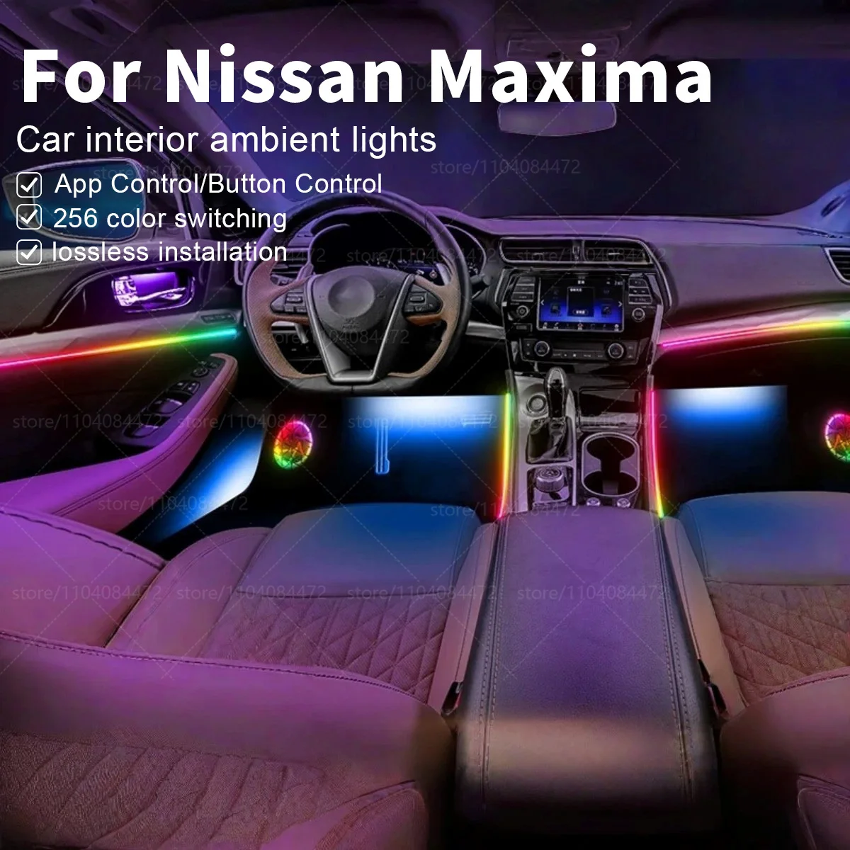 

For Nissan Maxima 22in1 RGB Car Interior Acrylic Car Ambient Lights RGB Hidden Acrylic Strip Decoration Atmosphere Accessories