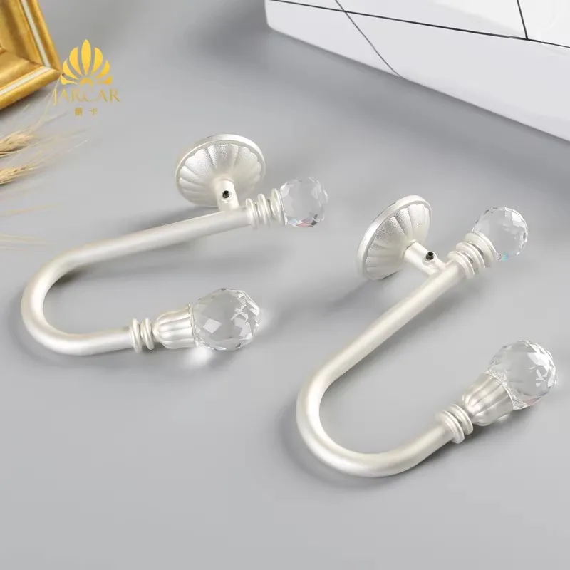 2Pcs/Window Screen U-shaped Crystal Wall Hook Modern Simple Curtain Hook Creative Decoration Zinc Alloy Wall Hook