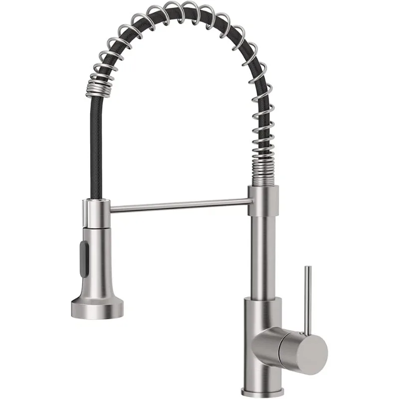 OWOFAN Kitchen Faucet with Pull Down Sprayer Industrial 1 Handle 1 Hole Or 3 Hole Faucet for Farmhouse Camper Laundry Utility