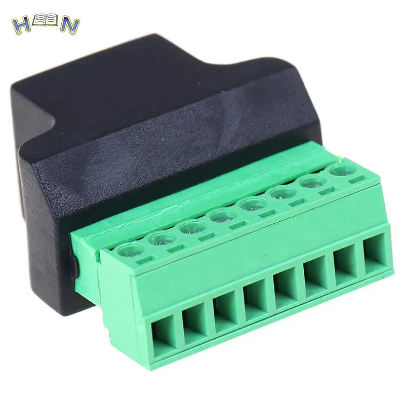 1 piezas Ethernet RJ45 hembra a tornillo Terminal 8 Pin CCTV Digital DVR adaptador conector