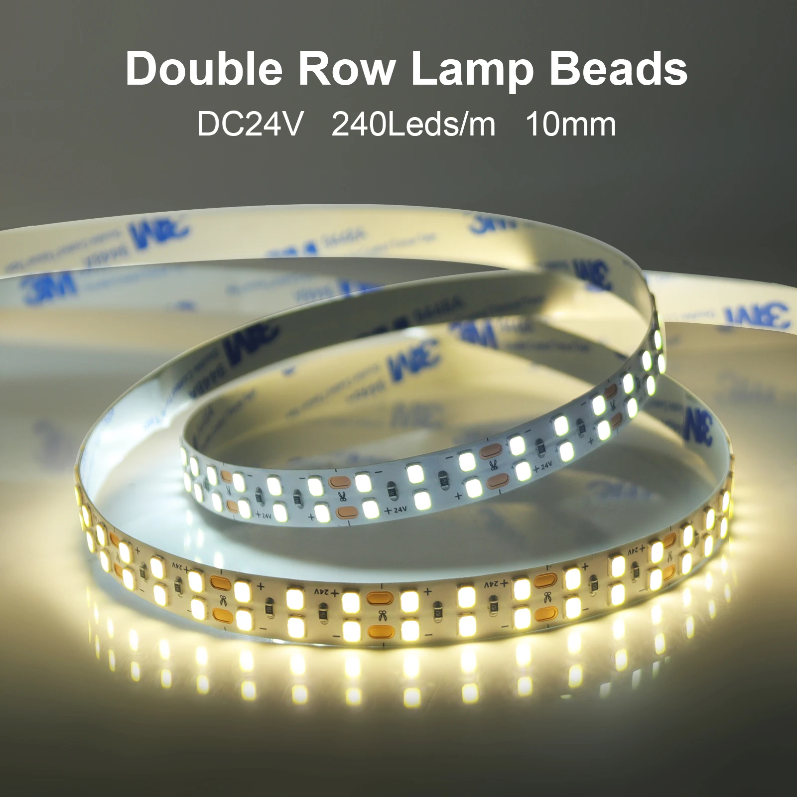 Double Row LED Strip Light 5m 10m 24V 2835 Flexible LED Rope Light with Adhesive Tape 240LEDs Tape Ribbon 10mm Width Backlight