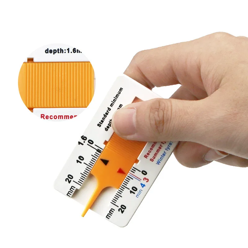Plastic Tire Pattern Ruler Scale Clear Portable Durable Creative Tire Pattern Depth Ruler Vernier Depth Caliper 0-20mm