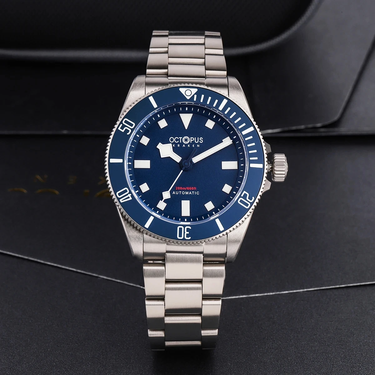 

Octopus Kraken 39mm Diver Men's Automatic Mechanical Titanium Watch Luxury Sapphire Stainless Steel Waterproof 20Bar Night Glow