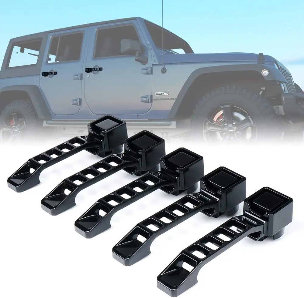 

5Pcs Black Aluminum Door Handle Sets Exterior Door Handle and Tailgate Handle for 2007-2018 Jeep Wrangler JK JKU Door Handles