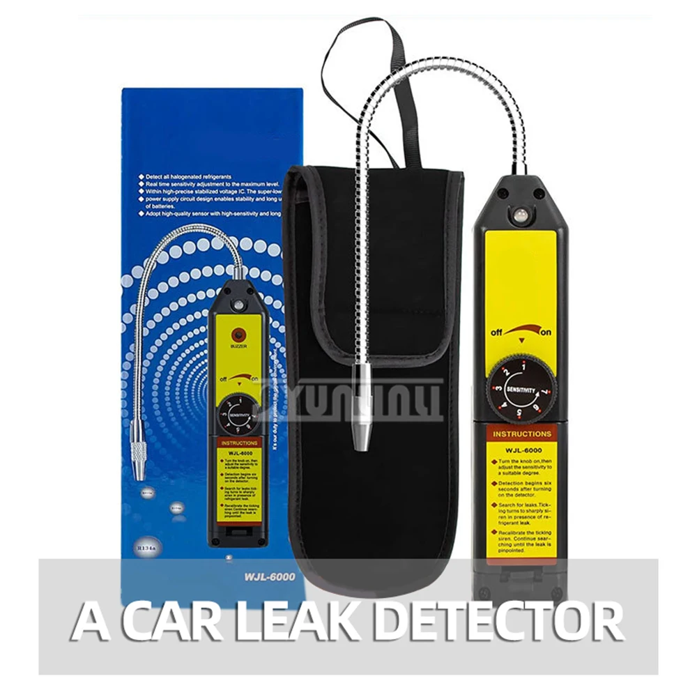 WJL-6000 Freon Leak Detector Halogen Leak Detector Refrigerant Gas HVAC Air Conditioner R22 R410A R134A R1234YF CFCs HCFCs HFCs