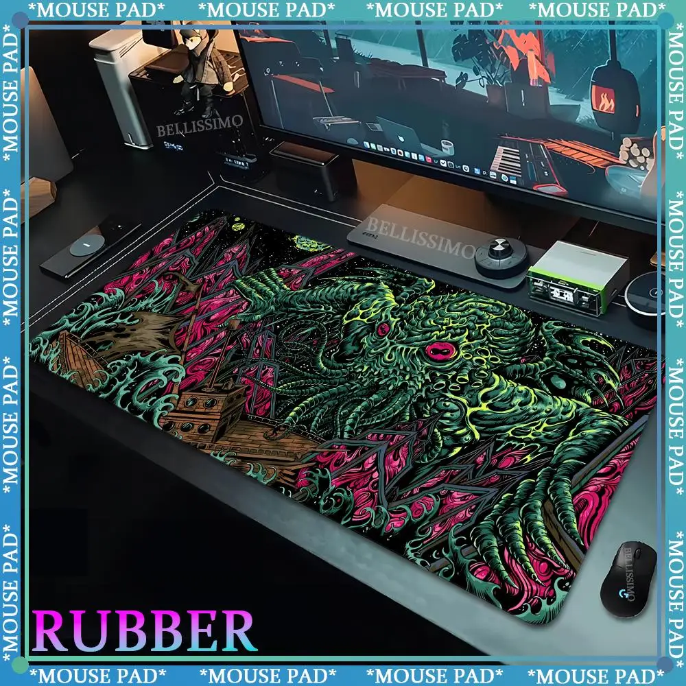 Large Mousepad Cthulhu HD Print Mouse Mat Non-Slip Gaming Mousepad Gamer Rubber Computer Desk Mat XXL Locking Edge Keyboard Pads
