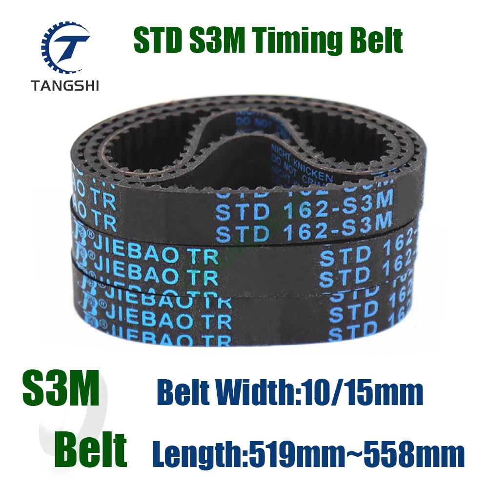 S3M Closed Loop Rubber Timing Belt Width10/15mm Length 519/522/525/528/531/534/537/540/543/546/549/552/555/558mm STD S3M belt