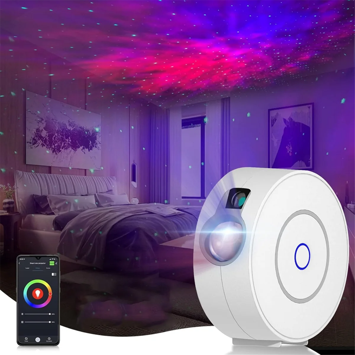 

Smart Galaxy Projector LED Starry Night Light, Nebula Ceiling Night Light App and Voice Control