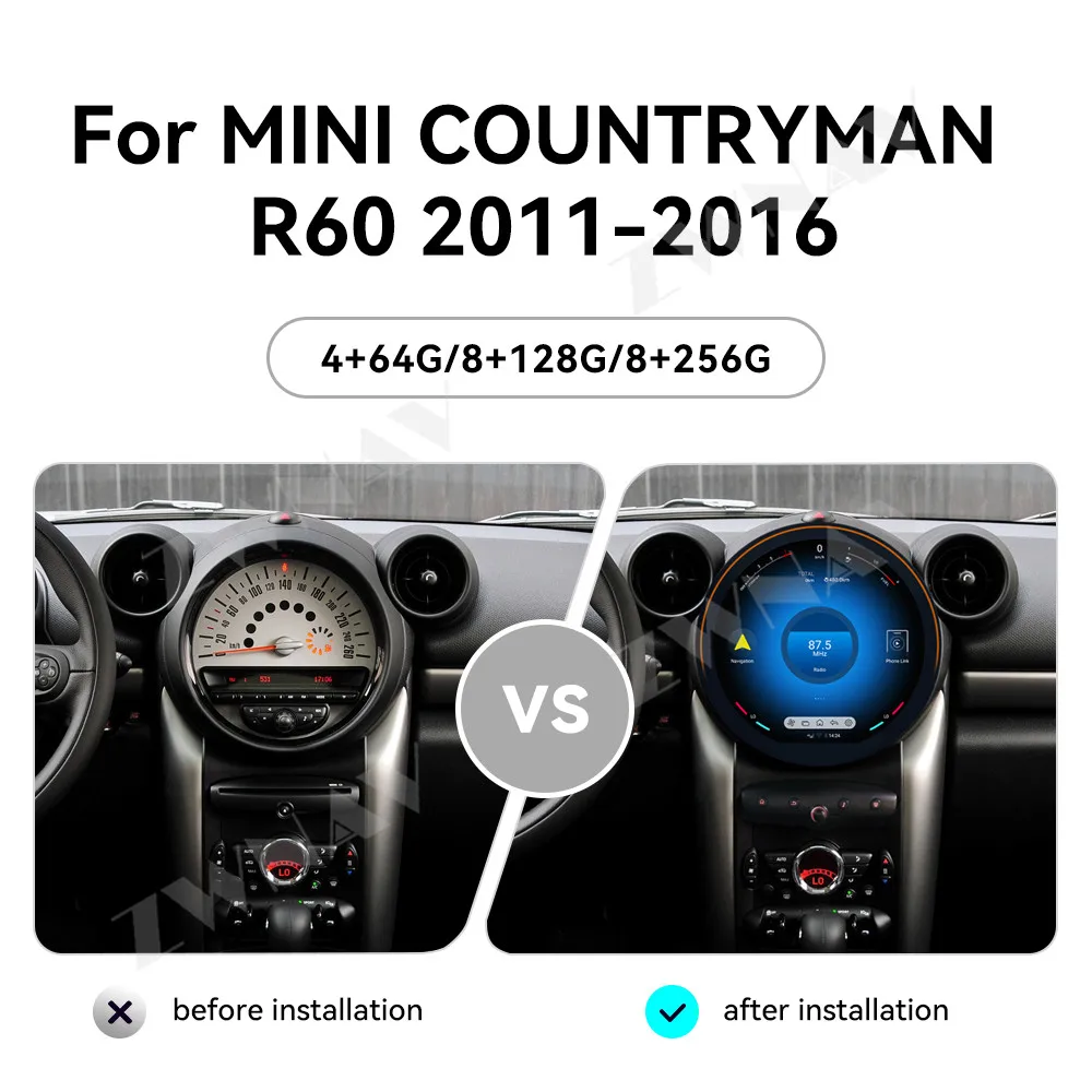 11.8 For MINI Countryman R60 2011-2016 Android 13 Car Radio Multimedia Video Wireless Carplay Autoradio Stereo GPS Navigation