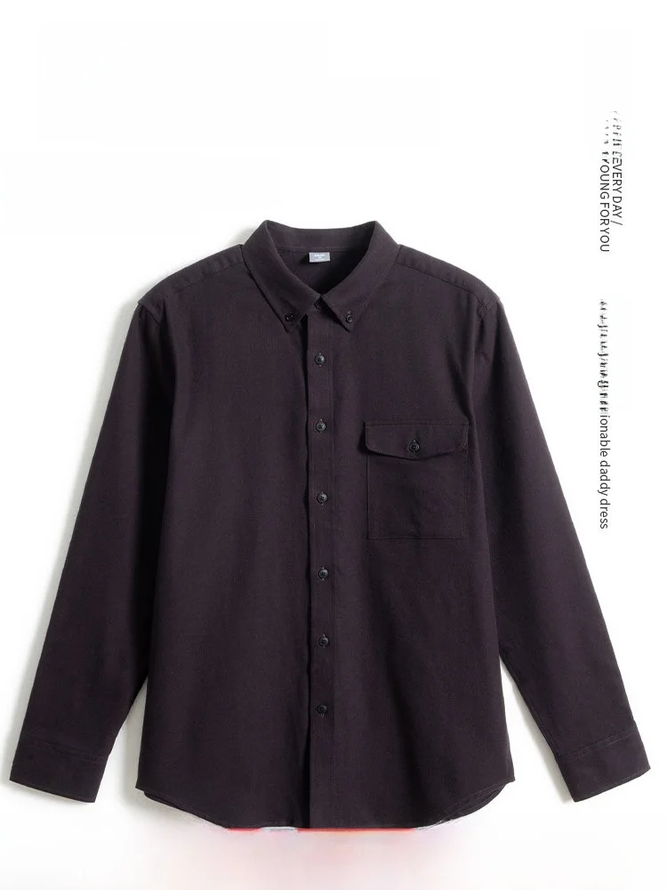 

Мужская длинная рубашка из фланели и хлопка свободного кроя, осенняя, городская, повседневная, однотонная, на пуговицах