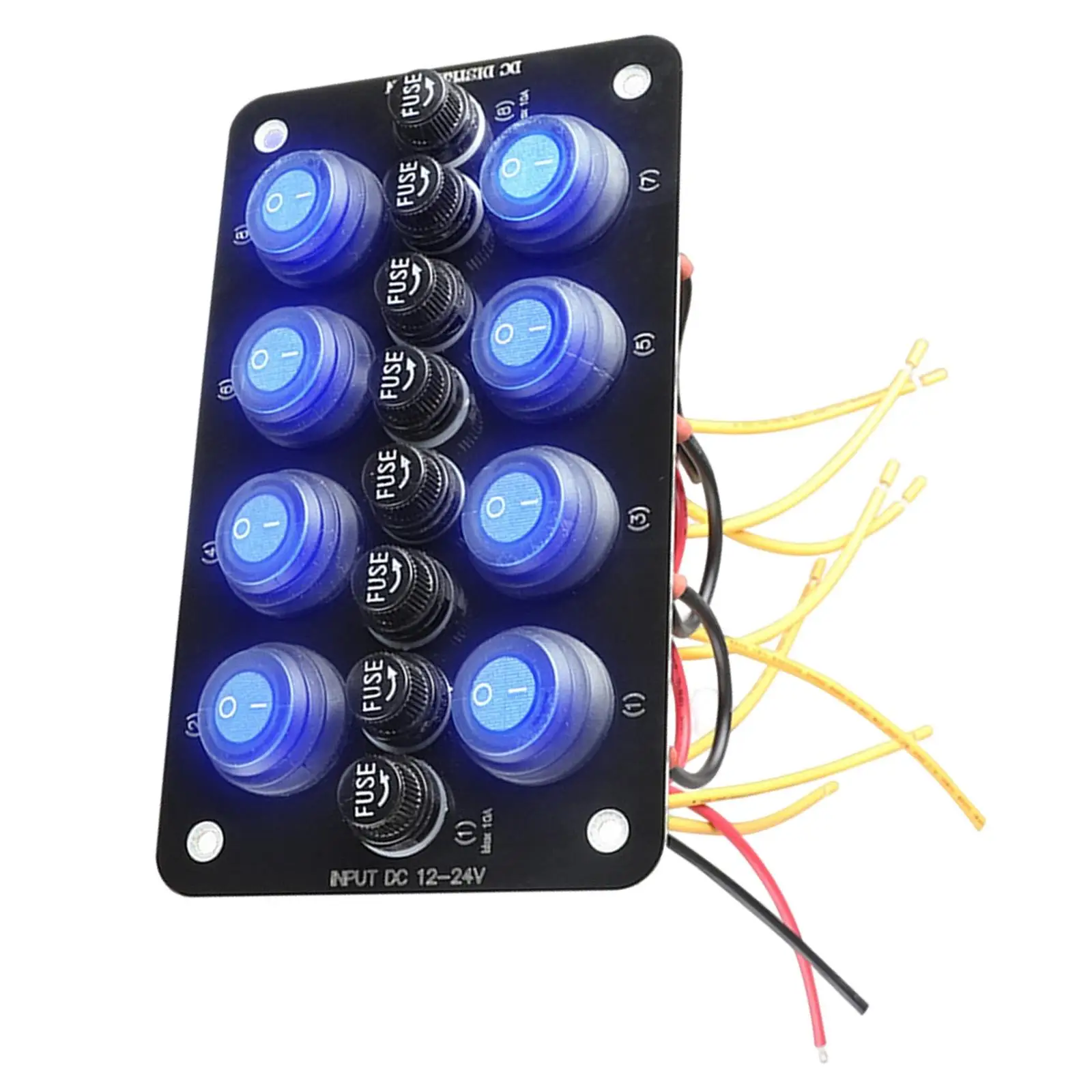 8 Gang Rocker Switch Panel, Toggle , Aluminum Backlit Switch for Truck Automotive Vehicle Van Men