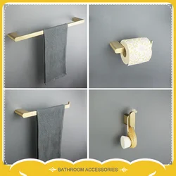 Badkameraccessoires Set Roestvrijstalen Geborsteld Goud Handdoekrek Handdoekring Toiletpapierhouder Aan De Muur Gemonteerde Robe Haak