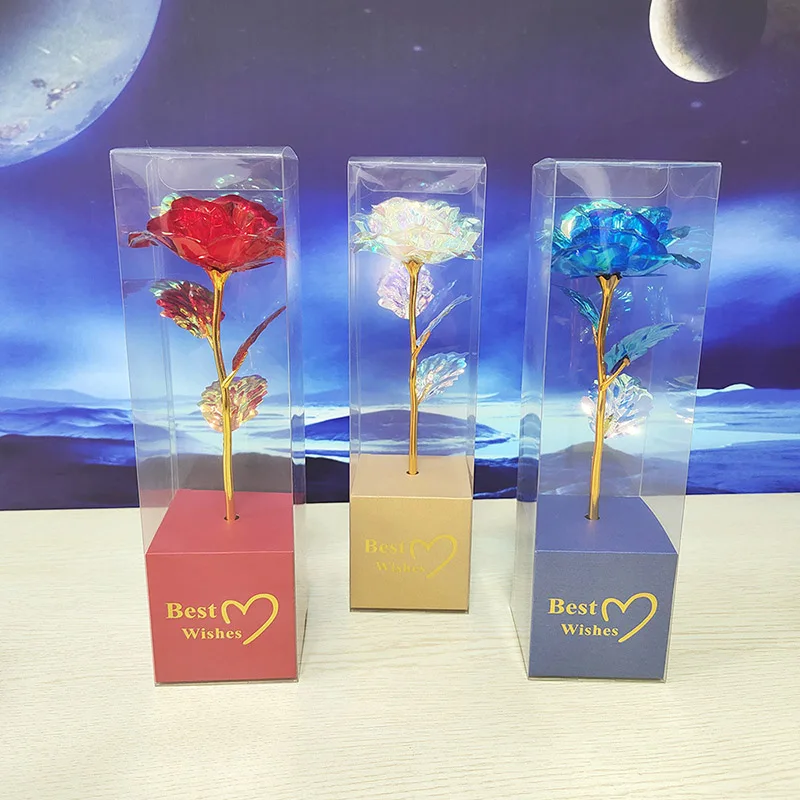 Rosa de galaxia eterna, flor dorada de 24K, rosas artificiales de plástico, regalo del Día de San Valentín, flores doradas de belleza para decoración de boda