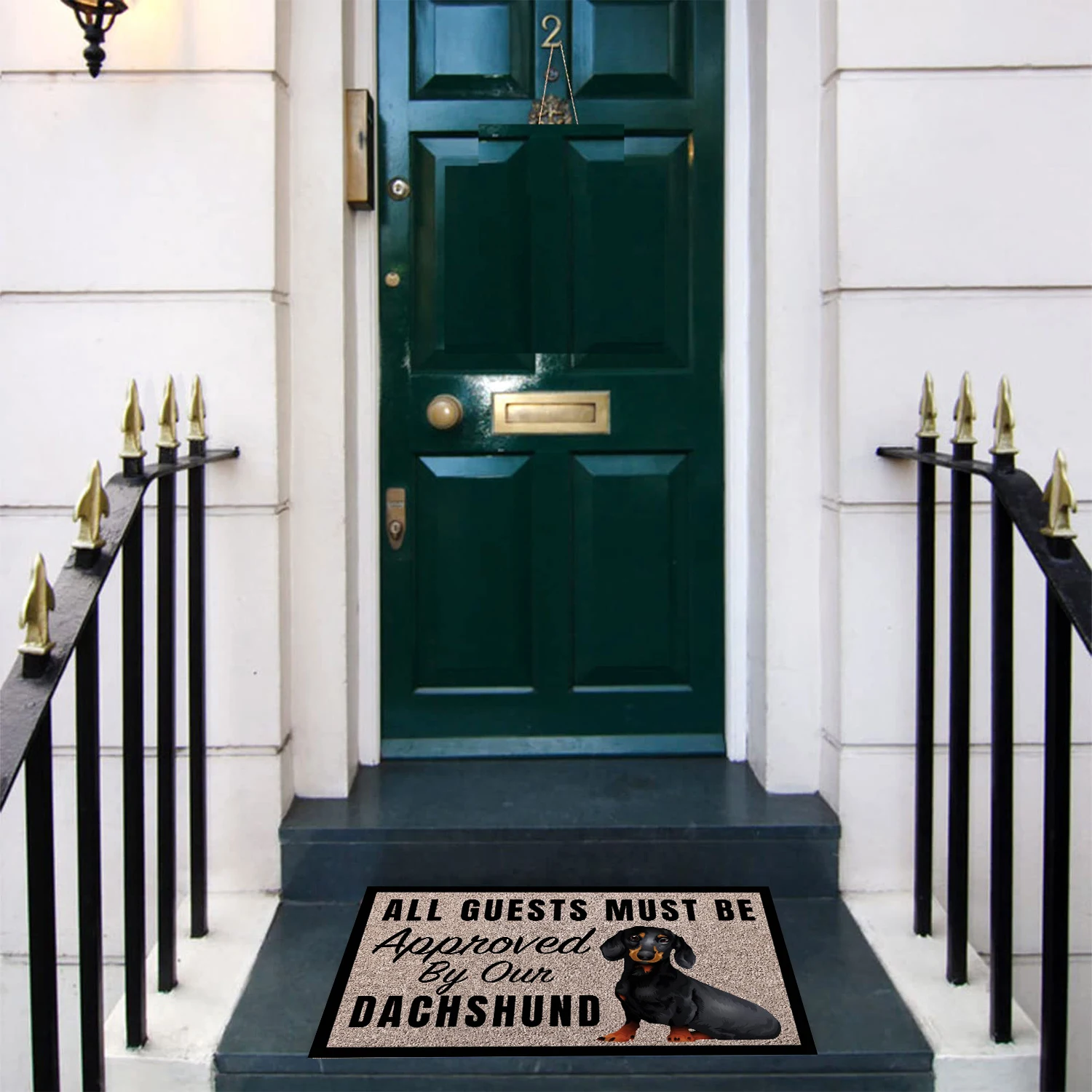 ALL GUESTS MUST BE APPROVED BY OUR DACHSHUND Doormat Rubber Bathroom Kitchen Mat Garden Garage Door Floor Mat Non-Slip Carpet