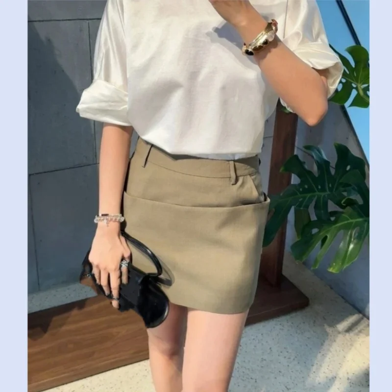 

New Nordic minimalist three-dimensional layered high waisted A-line mini skirt for spring and summer 2025